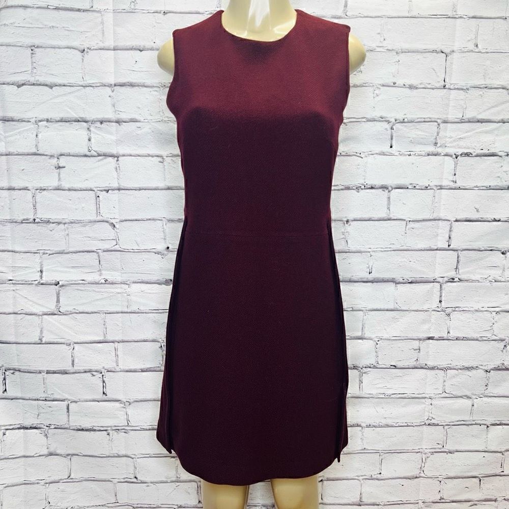 Victoria Victoria Beckham Womens Burgundy Sleeveless Mini Sheath Dress Size 8